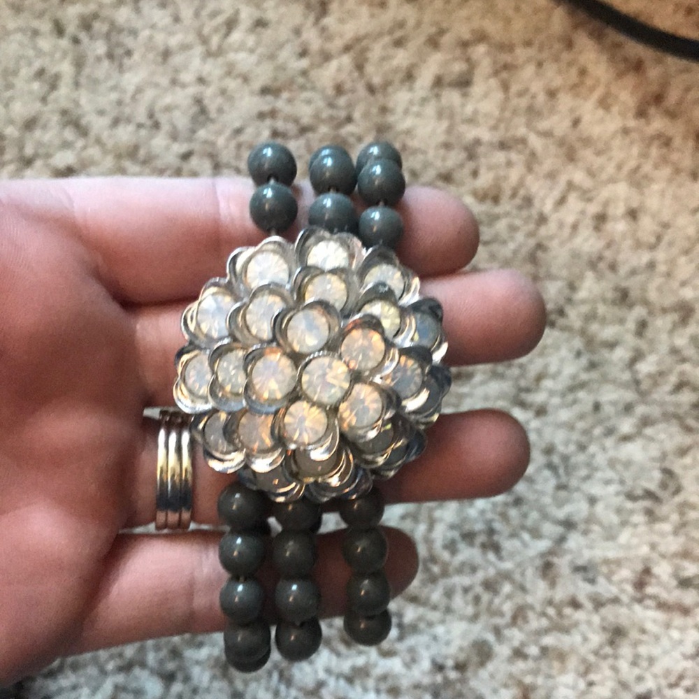 Rhinestone/grey bracelet